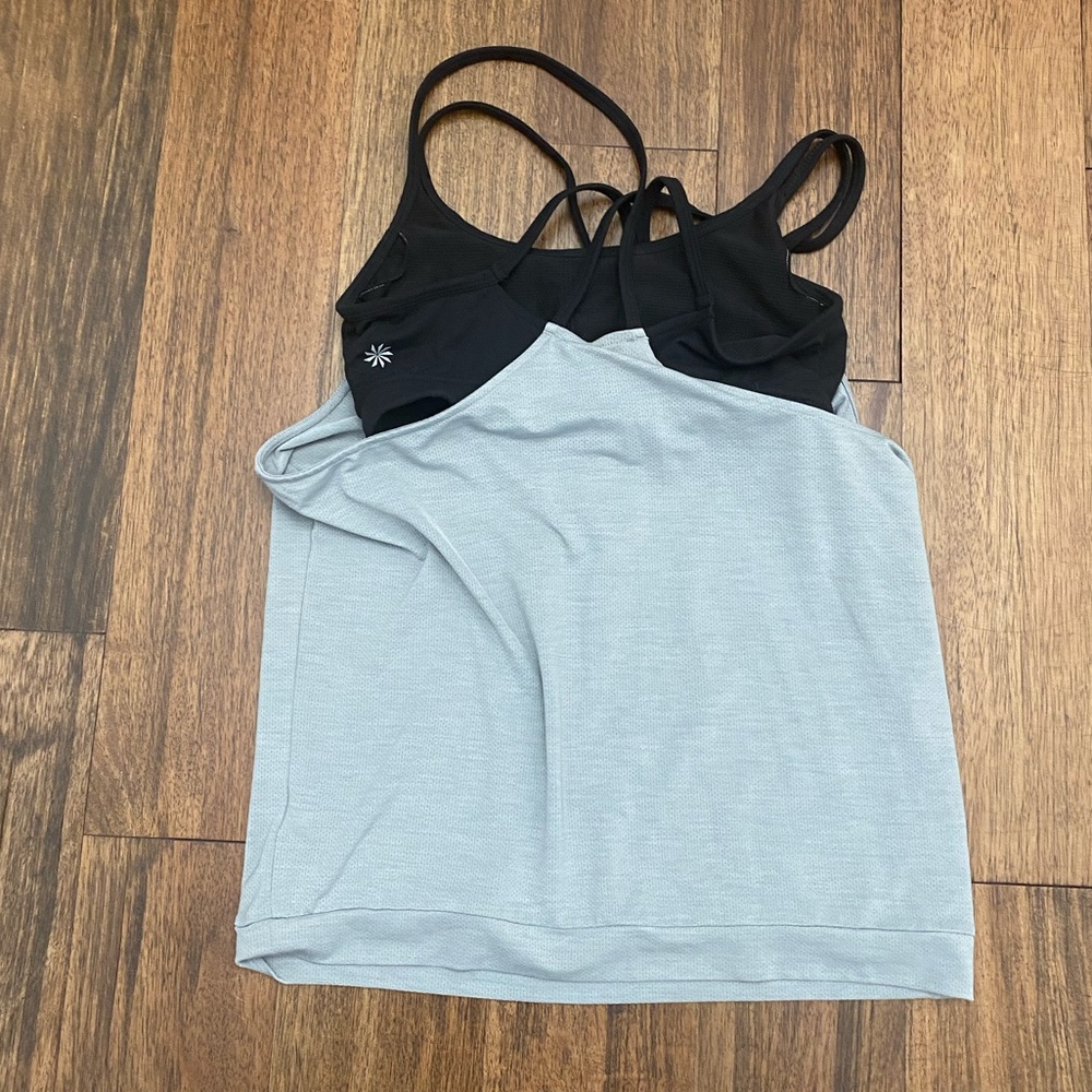 Athleta Light Gray and Black Workout Tank - Picture 4 of 4